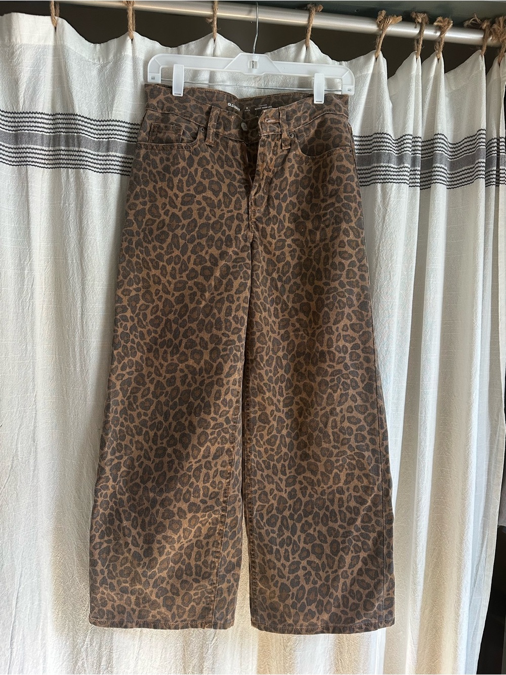 Leopard Print Brown Wide-Leg jeans